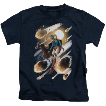 Navy kid's t-shirt for ages 4 to 7 with Superman Supergirl #1 graphic