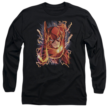Black men's long sleeve t-shirt with Flash #1 graphic