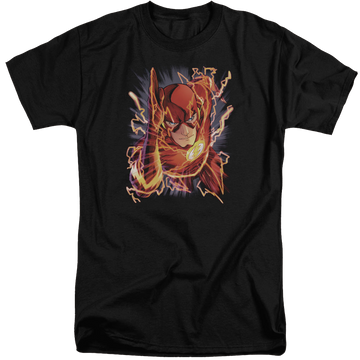 Black men's tall fit t-shirt with Flash #1 graphic