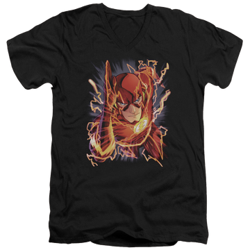 Black men's v-neck t-shirt with Flash #1 graphic