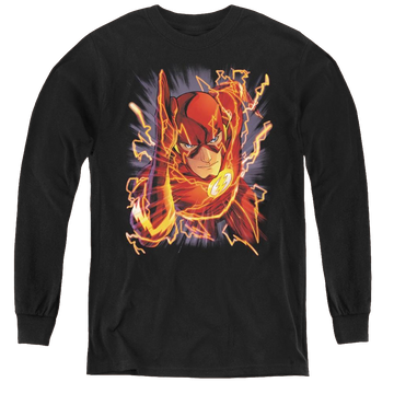 Black youth long sleeve t-shirt with Flash #1 graphic