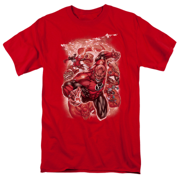 Red men's regular fit t-shirt with Green Lantern Red Lanterns #1 graphic