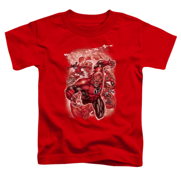 Red kid's t-shirt for ages 4 to 7 with Green Lantern Red Lanterns #1 graphic