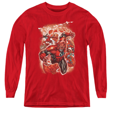 Red youth long sleeve t-shirt with Green Lantern Red Lanterns #1 graphic