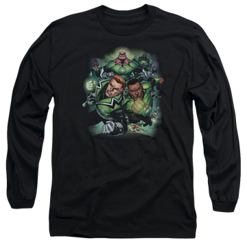 Black men's long sleeve t-shirt with Green Lantern Corps #1 graphic