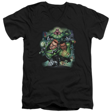 Black men's v-neck t-shirt with Green Lantern Corps #1 graphic