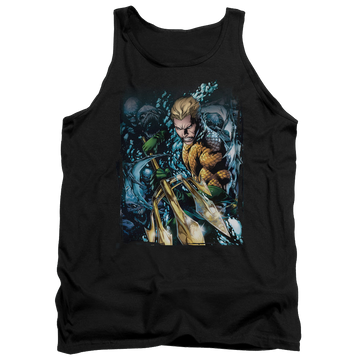 Black men's tank with Aquaman #1 graphic