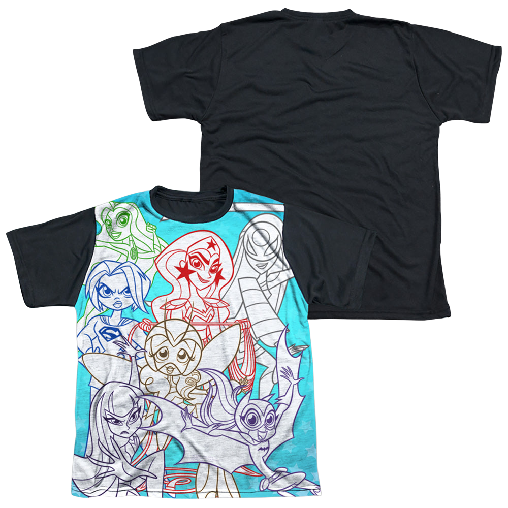 DC Super Hero Girls Justice Gang - Youth Black Back T-Shirt Youth Black Back T-Shirt (Ages 8-12) DC Comics