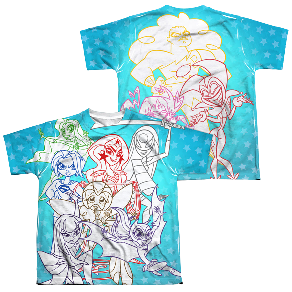 DC Super Hero Girls Justice Gang - Youth All-Over Print T-Shirt Youth All-Over Print T-Shirt (Ages 8-12) DC Comics