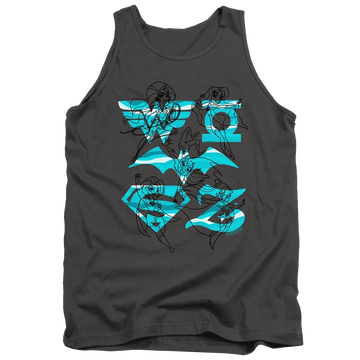 Charcoal men's tank with DC Comics Dc Super Hero Girls Line Art Group graphic