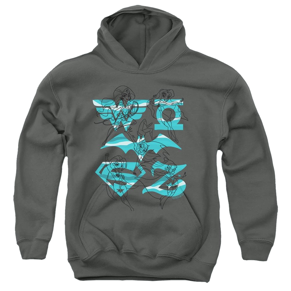 Dc Super Hero Girls Line Art Group - Youth Hoodie Youth Hoodie (Ages 8-12) DC Comics