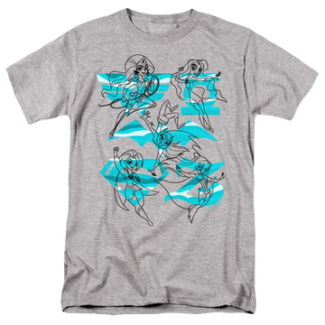 Athletic heather men's regular fit t-shirt with DC Comics Dc Super Hero Girls Line Art Group graphic
