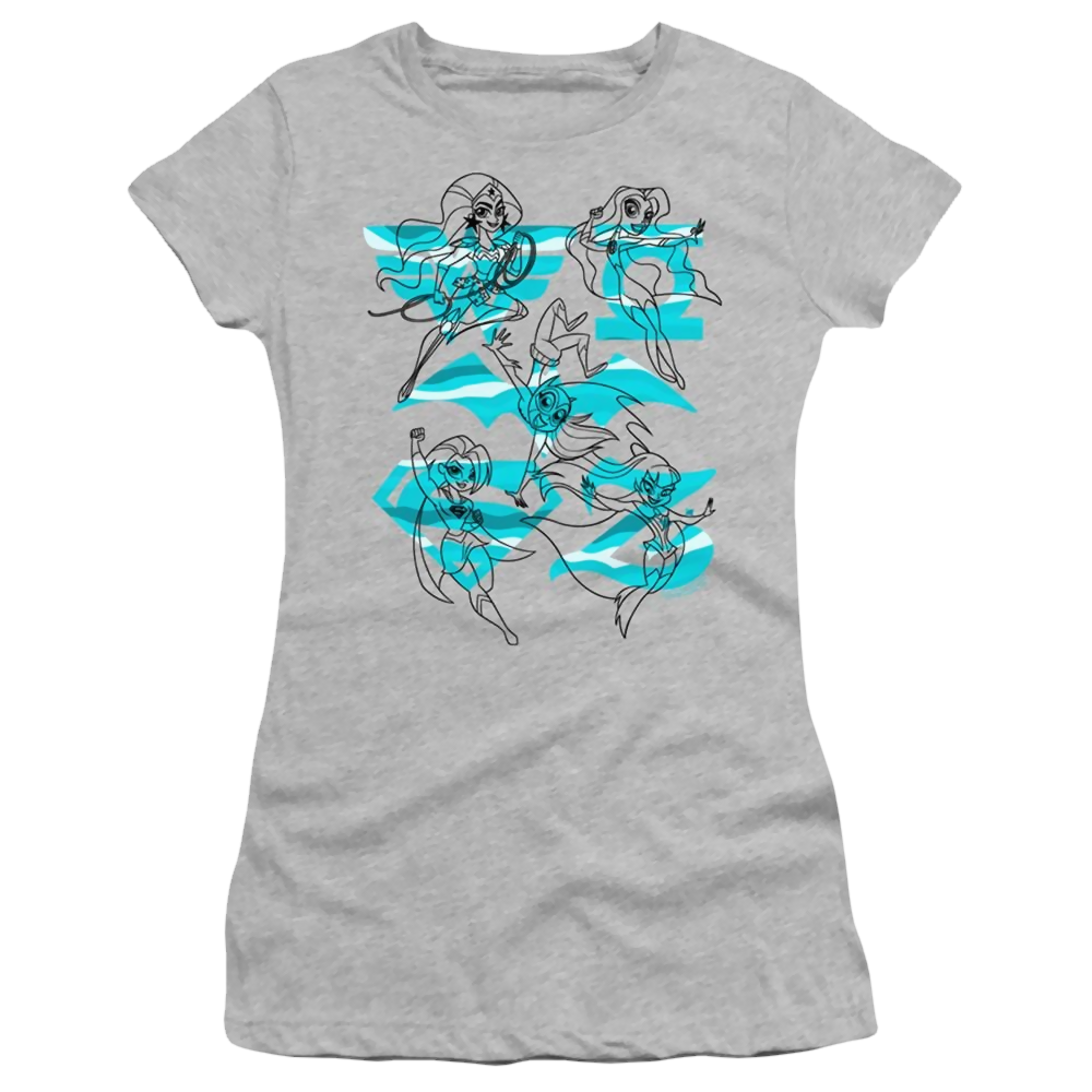 Dc Super Hero Girls Line Art Group - Juniors T-Shirt Juniors T-Shirt DC Comics