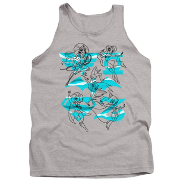 Athletic heather men's tank with DC Comics Dc Super Hero Girls Line Art Group graphic