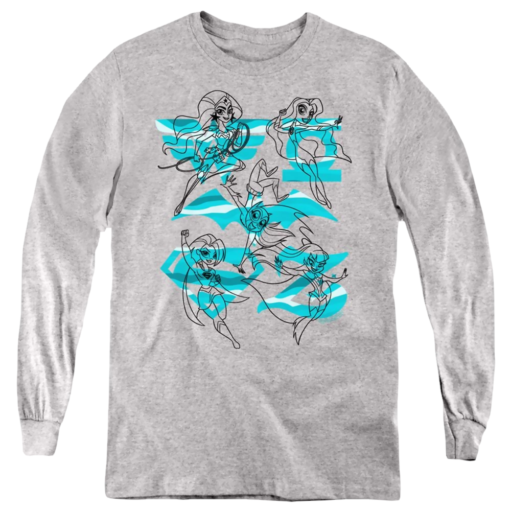 Dc Super Hero Girls Line Art Group - Youth Long Sleeve T-Shirt Youth Long Sleeve T-Shirt DC Comics