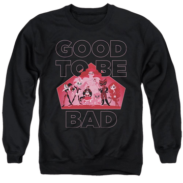 Black men's crewneck sweatshirt with DC Comics Dc Super Hero Girls Good To Be Bad graphic