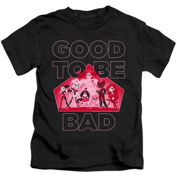 Black kid's t-shirt for ages 4 to 7 with DC Comics Dc Super Hero Girls Good To Be Bad graphic