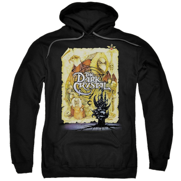 Black pullover hoodie with Dark Crystal Poster graphic