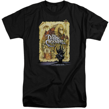 Black men's tall fit t-shirt with Dark Crystal Poster graphic