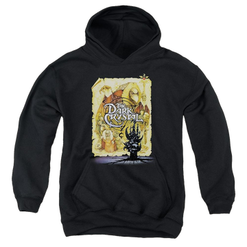 Black youth hoodie for ages 8 to 12 with Dark Crystal Poster graphic