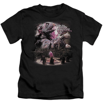 Black kid's t-shirt for ages 4 to 7 with Dark Crystal Power Mad graphic