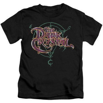 Black kid's t-shirt for ages 4 to 7 with Dark Crystal Symbol Logo graphic