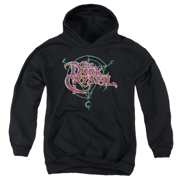 Black youth hoodie for ages 8 to 12 with Dark Crystal Symbol Logo graphic