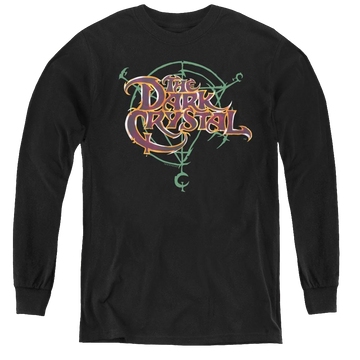 Black youth long sleeve t-shirt with Dark Crystal Symbol Logo graphic
