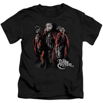 Black kid's t-shirt for ages 4 to 7 with Dark Crystal Skeksis graphic