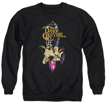 Black men's crewneck sweatshirt with Dark Crystal Crystal Quest graphic