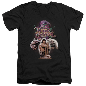 Black men's v-neck t-shirt with Dark Crystal The Good Guys graphic