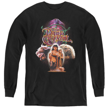 Black youth long sleeve t-shirt with Dark Crystal The Good Guys graphic