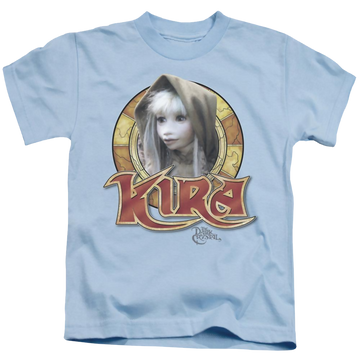 Light blue kid's t-shirt for ages 4 to 7 with Dark Crystal Kira Circle graphic
