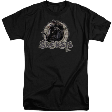 Black men's tall fit t-shirt with Dark Crystal Skeksis graphic
