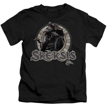 Black kid's t-shirt for ages 4 to 7 with Dark Crystal Skeksis graphic