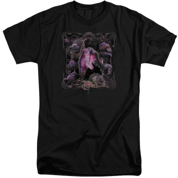 Black men's tall fit t-shirt with Dark Crystal Lust For Power graphic