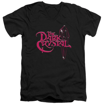Black men's v-neck t-shirt with Dark Crystal Bright Logo graphic