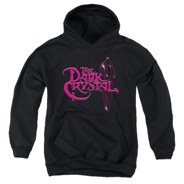 Black youth hoodie for ages 8 to 12 with Dark Crystal Bright Logo graphic