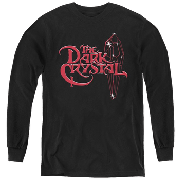Black youth long sleeve t-shirt with Dark Crystal Bright Logo graphic
