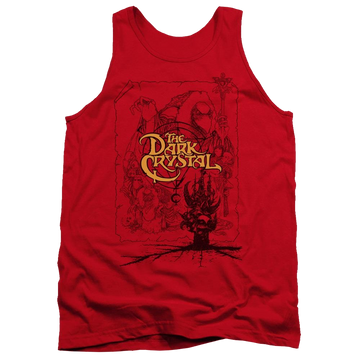 Red men's tank with Dark Crystal Poster Lines graphic