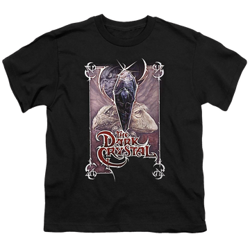 Black youth t-shirt for ages 8 to 12 with Dark Crystal Wicked Poster graphic