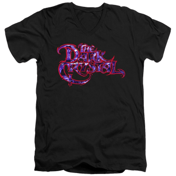 Black men's v-neck t-shirt with Dark Crystal Collage Logo graphic