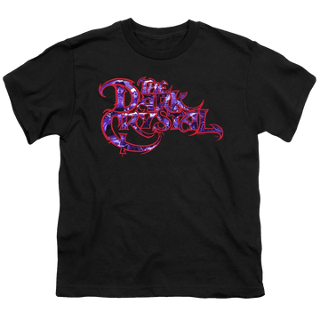 Black youth t-shirt for ages 8 to 12 with Dark Crystal Collage Logo graphic