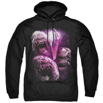 Black pullover hoodie with Dark Crystal Howling graphic