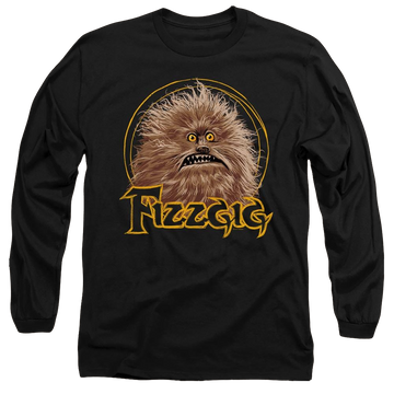 Black men's long sleeve t-shirt with Dark Crystal Fizzgig graphic