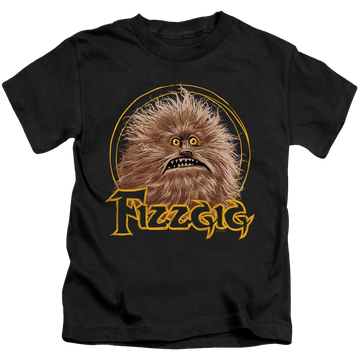 Black kid's t-shirt for ages 4 to 7 with Dark Crystal Fizzgig graphic