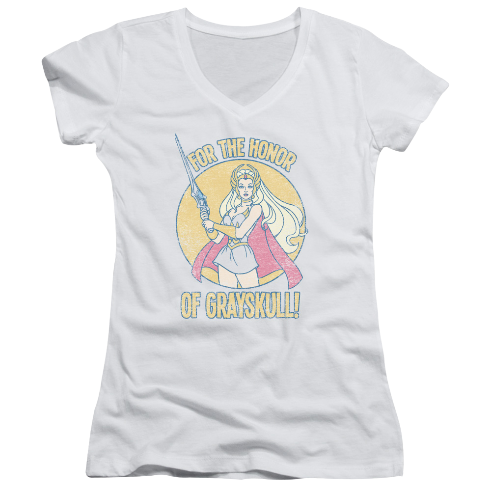 She Ra Honor Of Grayskull Juniors V-Neck T-Shirt Juniors V-Neck T-Shirt She-Ra