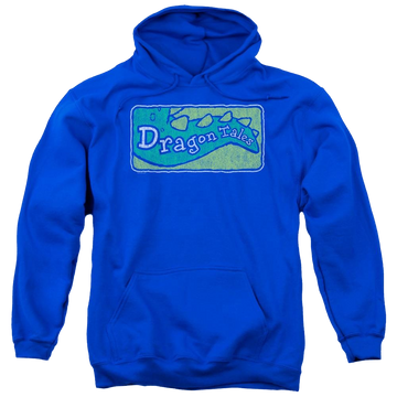 Royal pullover hoodie with Dragon Tales Logo Distressed graphic