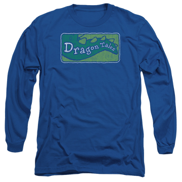 Royal men's long sleeve t-shirt with Dragon Tales Logo Distressed graphic