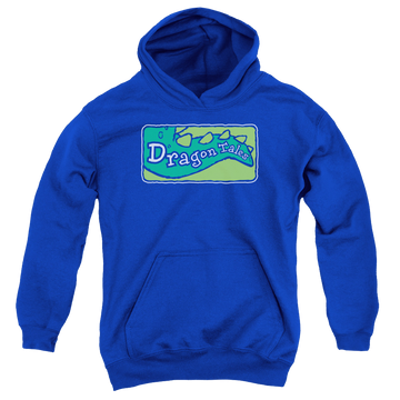 Royal youth hoodie for ages 8 to 12 with Dragon Tales Logo Clean graphic